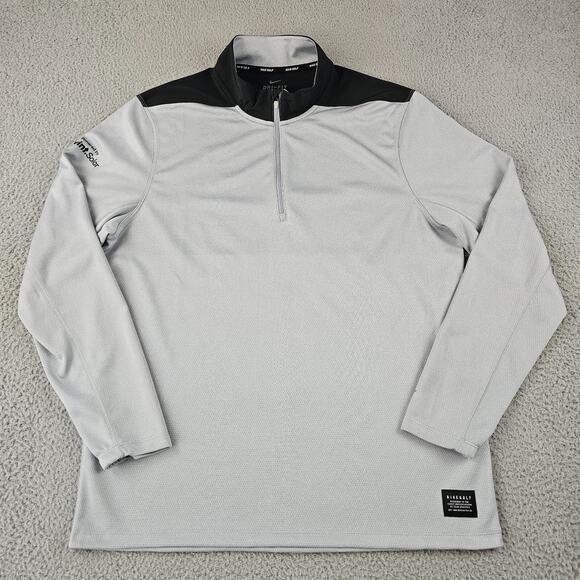 Nike Other - Nike Golf Dri-Fit 1/4‎ Zip Pullover Men Large Gray Black Long Sleeve Mock Neck